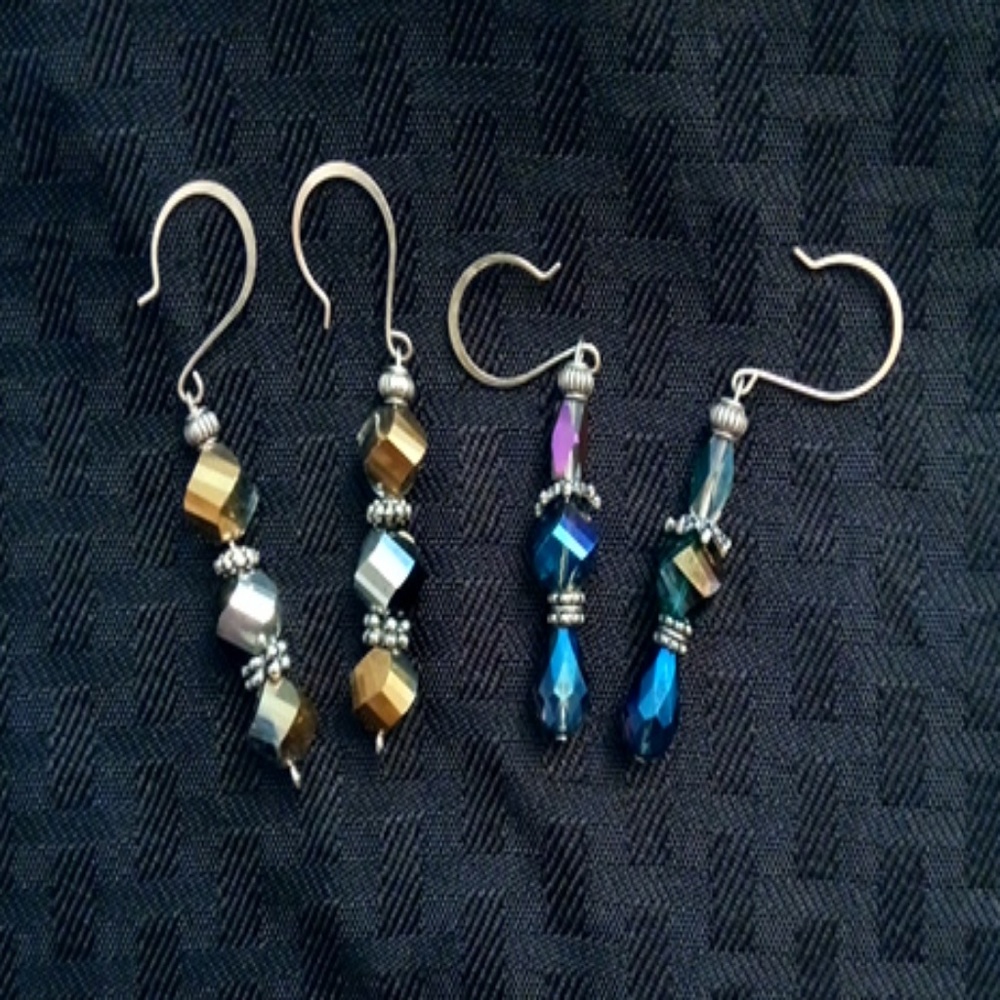 Sterling and glass beads. 2 pairs!!!!!!